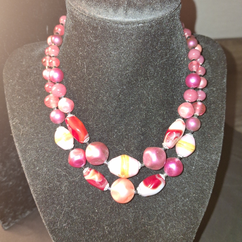 Napier Double Stranded Pink Beaded Necklace